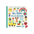 Children's playbook book cover, 'My Big Playbook' with first words and shapes illustrations