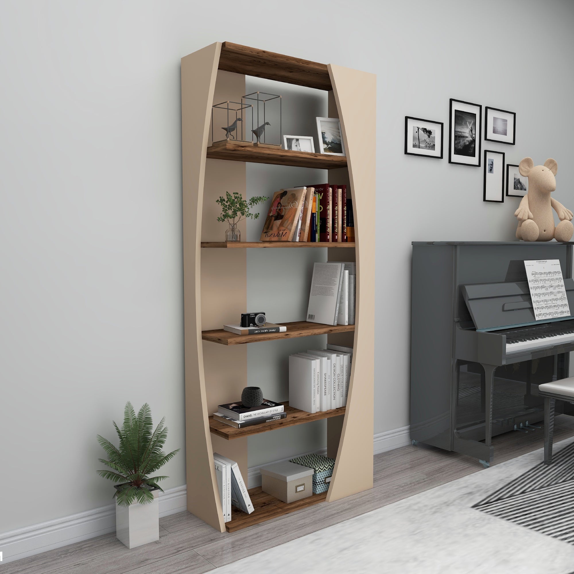 Bookcase Bookshelf Shelving Unit with 5 Tier Open Shelves Nestor