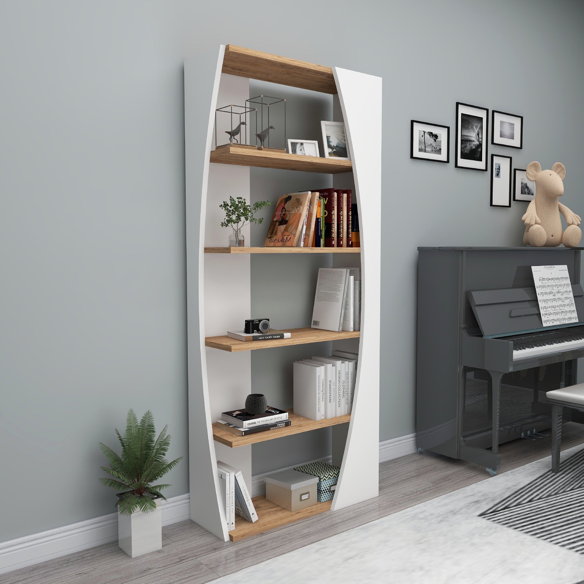 Bookcase Bookshelf Shelving Unit with 5 Tier Open Shelves Nestor