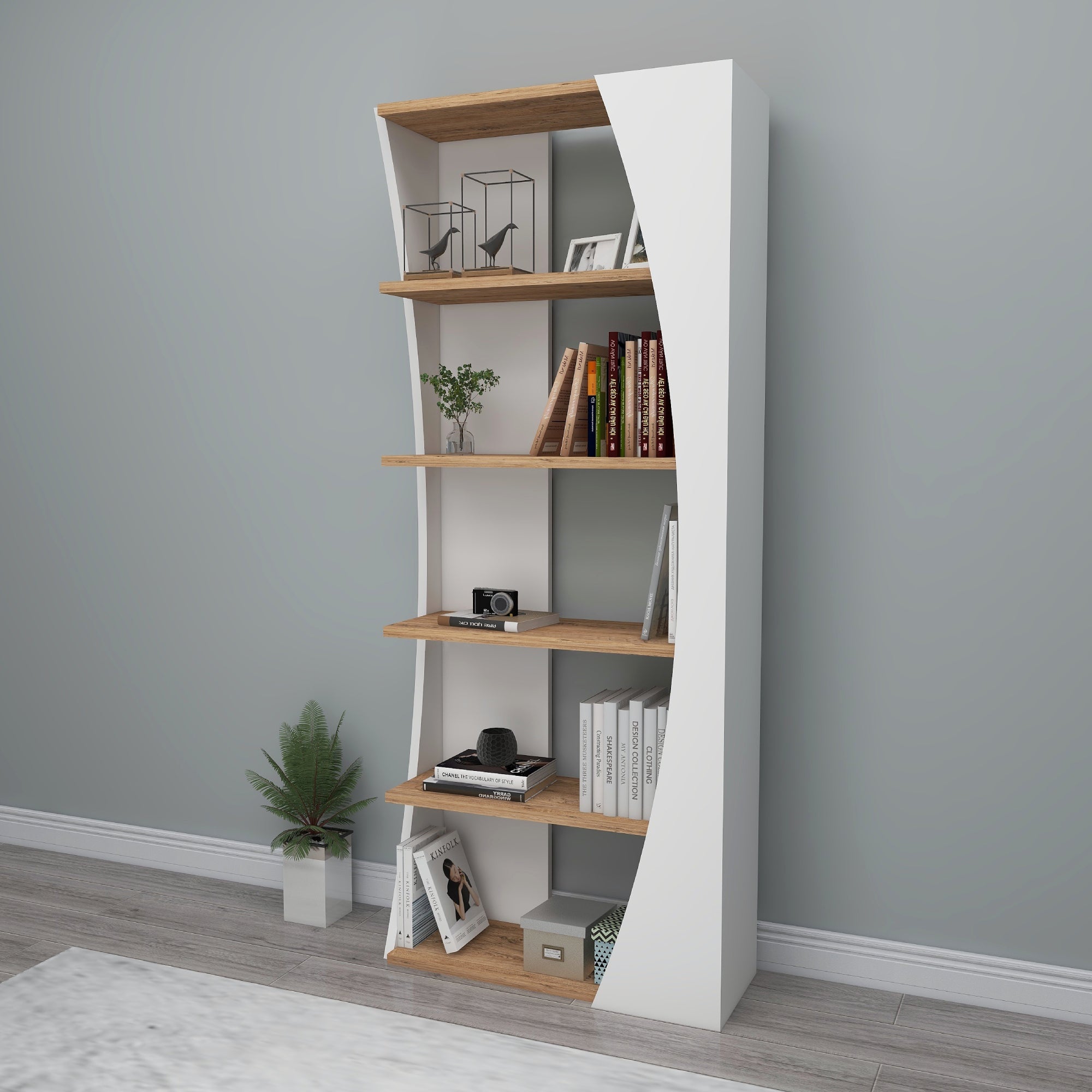 Bookcase Bookshelf Shelving Unit with 5 Tier Open Shelves Nestor