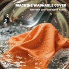 Orange cushion cover with water droplets, machine-washable fabric