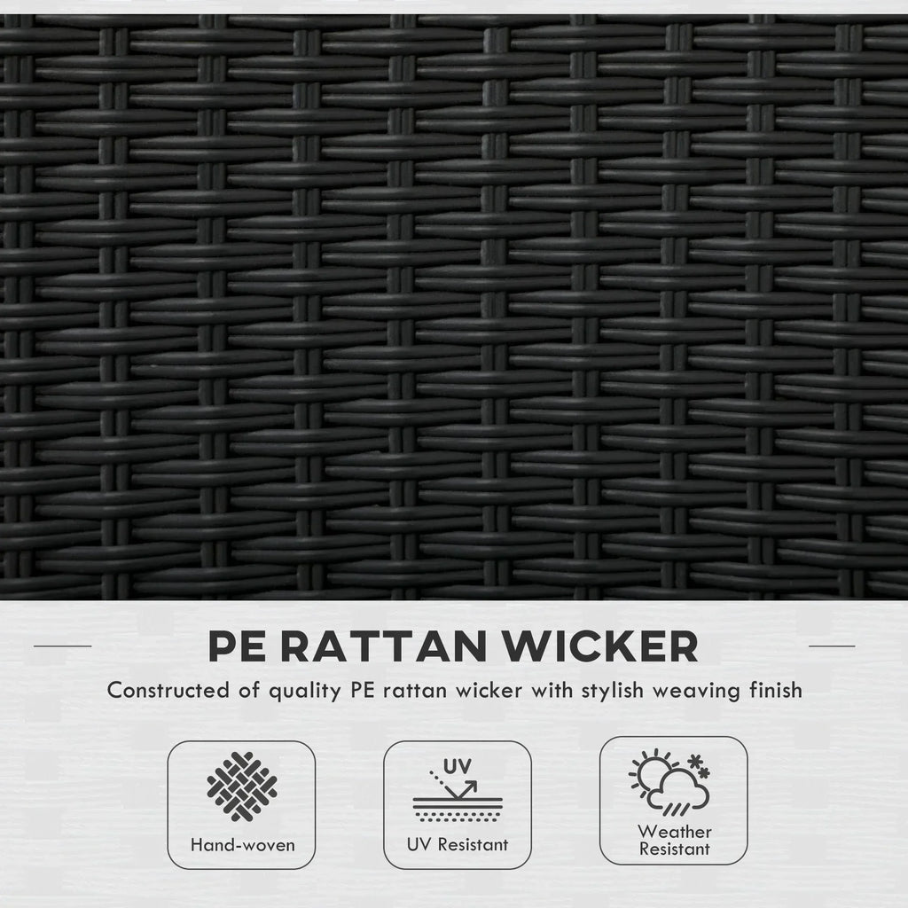 Set of Four Armless Rattan Garden Chairs - Black - Bobobiy