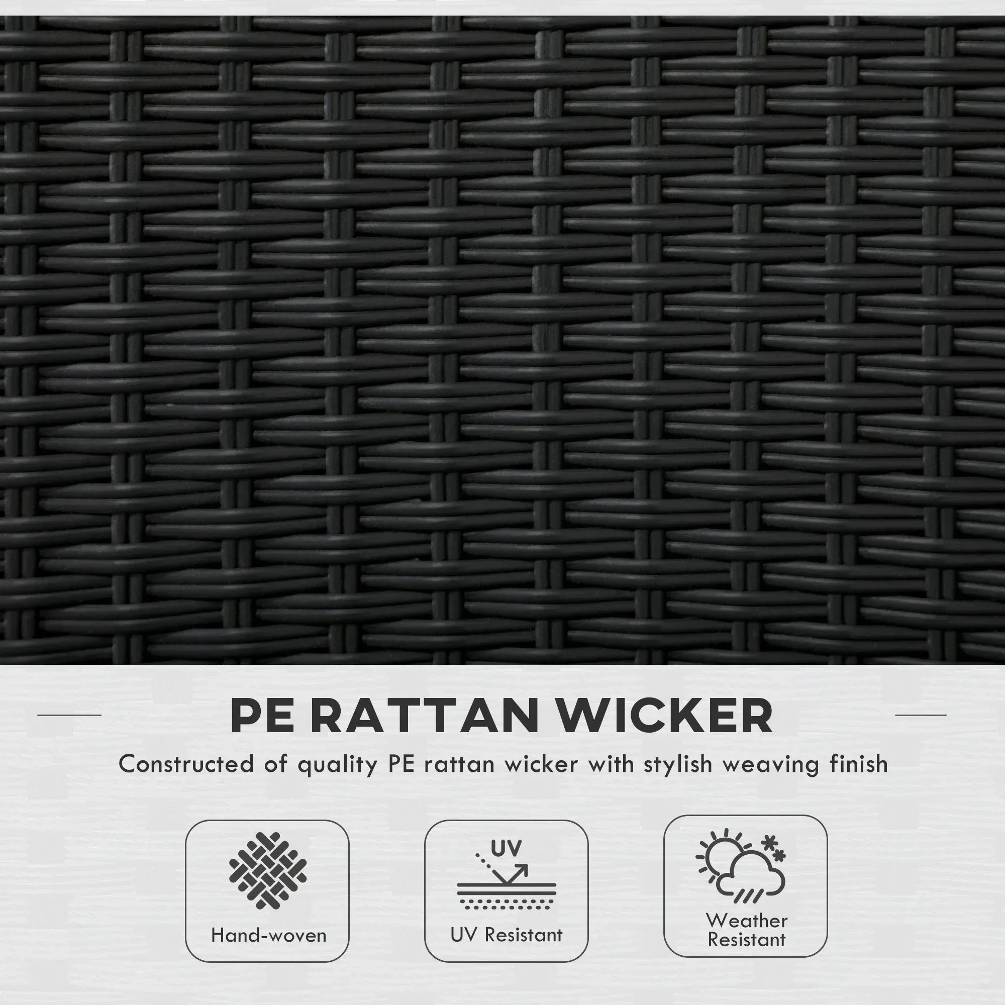 Set of Four Armless Rattan Garden Chairs - Black - Bobobiy