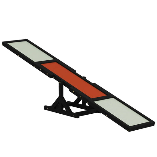 Black wooden dog seesaw balance board with light anti-slip steps and orange center