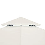 Cream white gazebo canopy fabric with pointed corner and overlapping section.