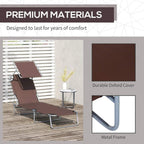 Brown sun lounger with durable Oxford fabric cover and metal frame