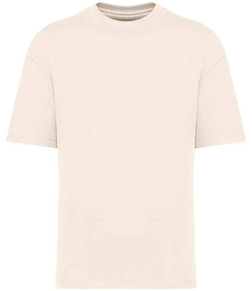 Oversized ivory unisex T-shirt with crew neck and short sleeves