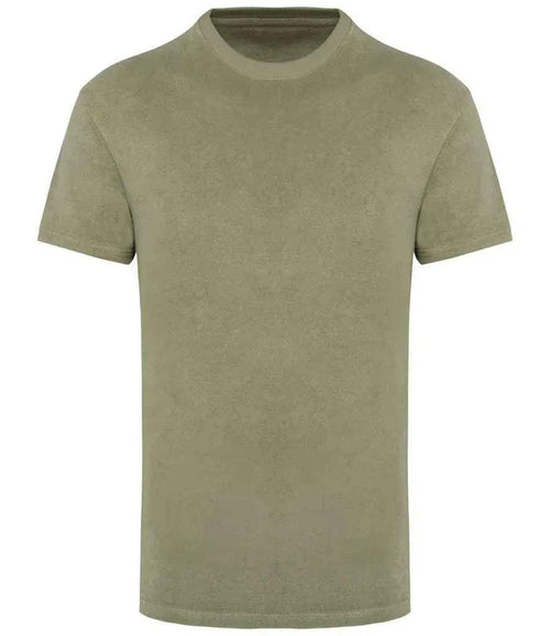 Men's green crew-neck short-sleeve t-shirt, soft towel-feel fabric, solid color.