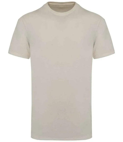 Men's ivory crew-neck short-sleeve t-shirt, soft towel-feel fabric, solid color.