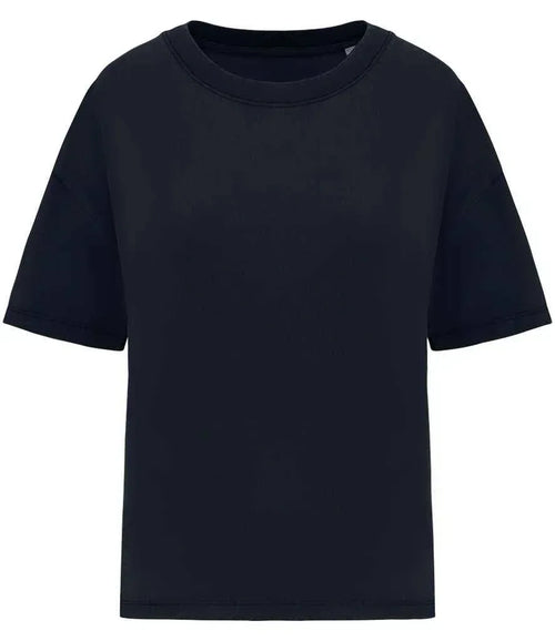 Washed navy oversize T-shirt with crew neck and short sleeves