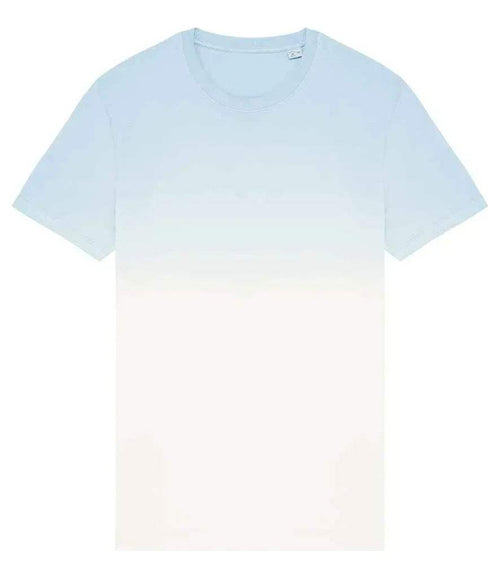 Unisex dip-dye t-shirt in aquamarine fade with short sleeves and crew neck