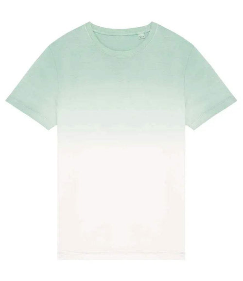 Unisex dip-dye t-shirt in jade green fade with short sleeves and crew neck