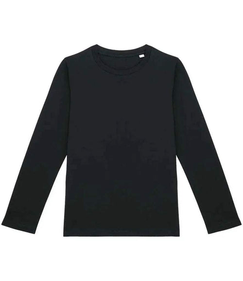 Kids black long-sleeve T-shirt, crew neck