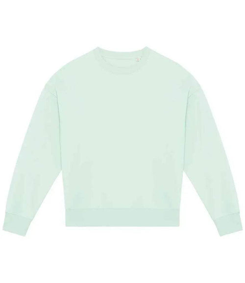 Light mint oversized unisex sweatshirt with crew neck and long sleeves