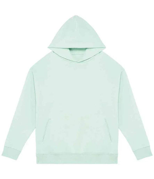 Light mint oversized drop-shoulder hoodie with hood and kangaroo pocket