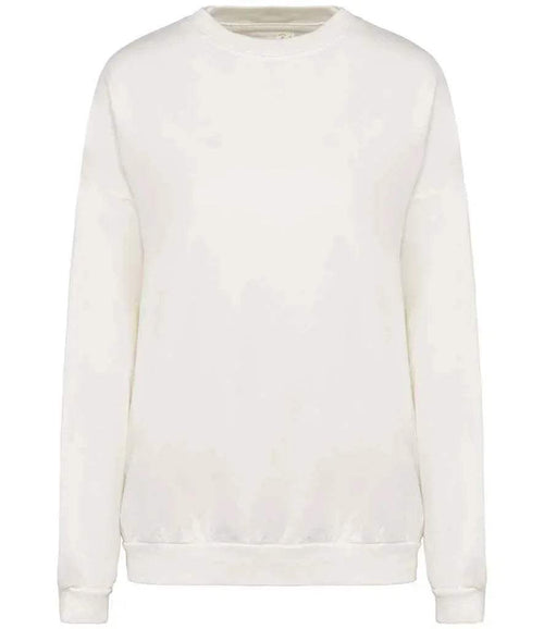 Off-white oversized French terry sweatshirt with crew neck and long sleeves