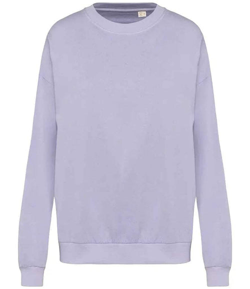 Light purple oversized French terry sweatshirt with crew neck and long sleeves