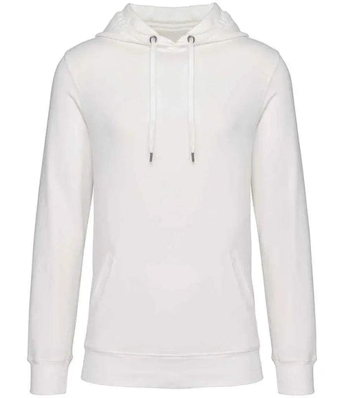 Unisex French terry hoodie in washed ivory, front, drawstring hood and ribbed cuffs