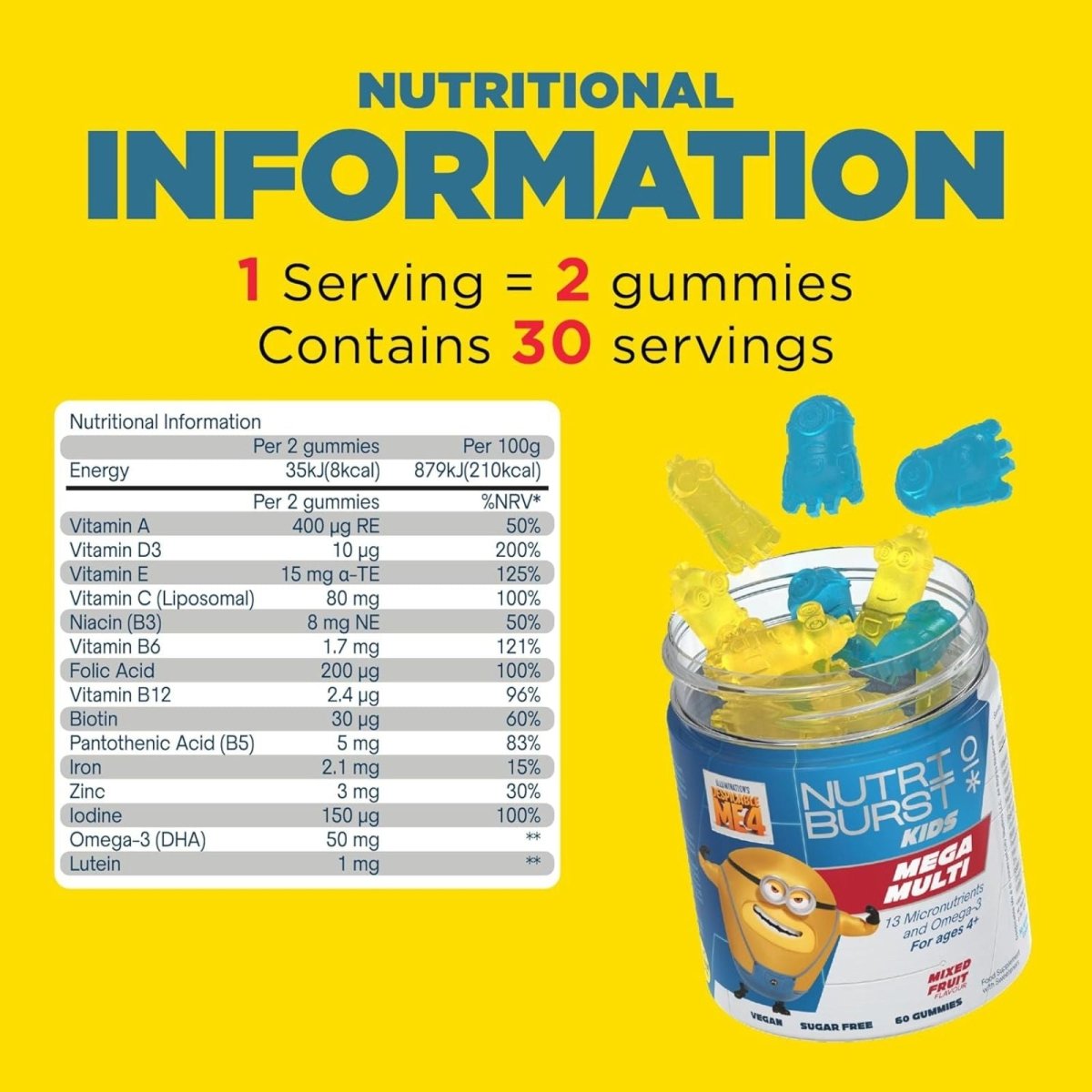 Nutriburst Minions Mega Multi Vitamins 4+ years 60 pcs