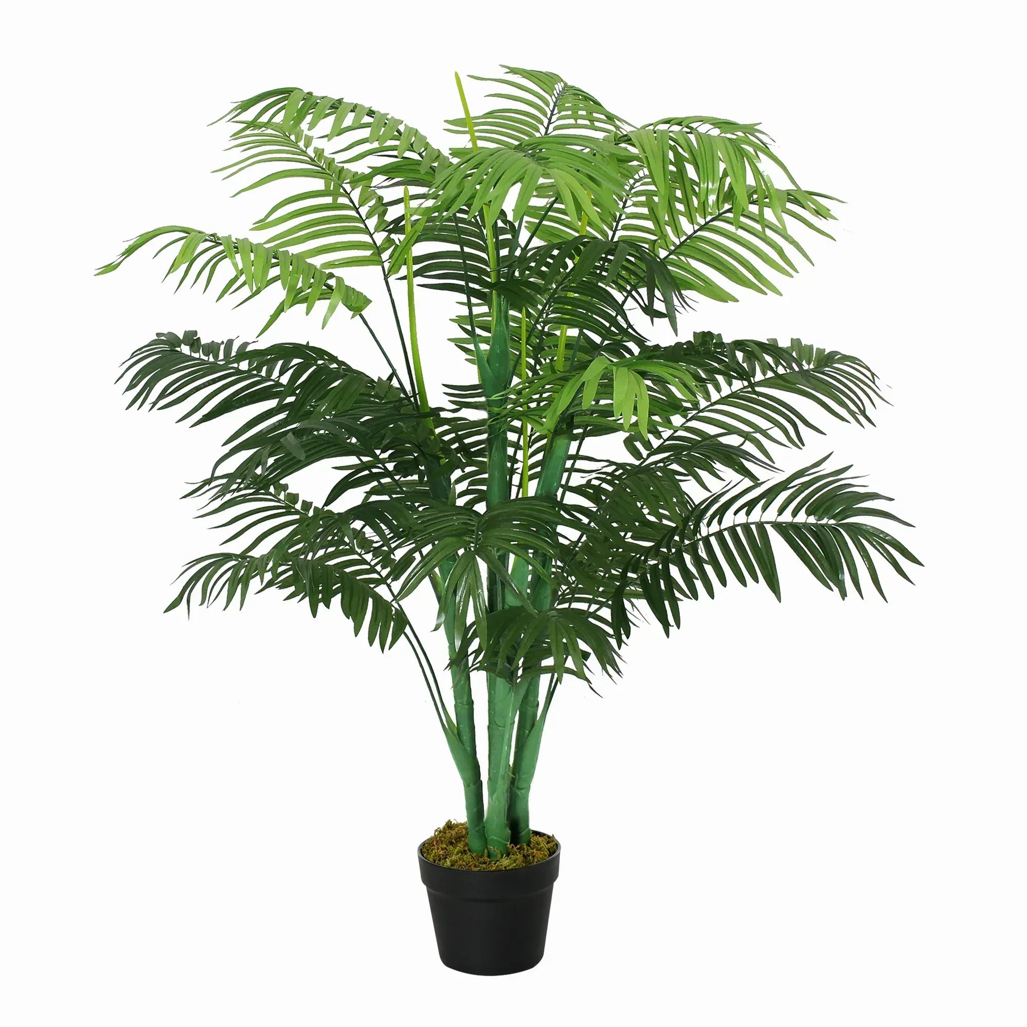 125cm/4FT Artificial Palm Plant Decorative Tree with Nursery Pot, Fake Plastic Indoor Home Office Décor, Green - Bobobiy