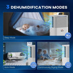 White dehumidifier with stacked vent slots and top control area