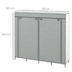 Dark grey fabric wardrobe with zip door panels and raised frame legs