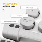 White dumbbell close-up of safe locking mechanism and safety cover