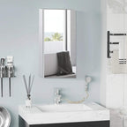 Wall-mounted mirror storage cabinet with open front and inner shelves in bathroom