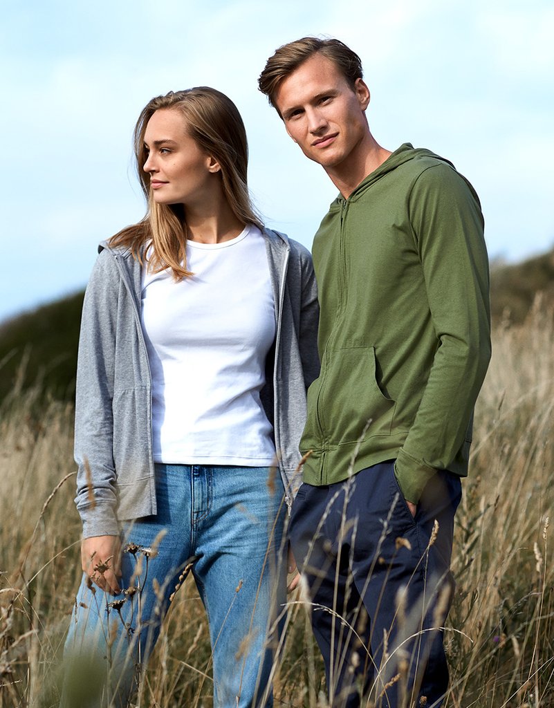 Fairtrade Organic Zipped T-shirt Hoodie: Unisex