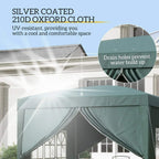 Green gazebo canopy tent with center valance and side window panels