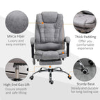 Grey cushioned office chair with thick padding and chrome swivel base