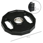 Black rubber Olympic bumper plate, 10kg, large 2 in (5 cm) center hole.
