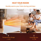 White convector radiator on the floor with warm heating vents