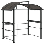 Dark grey outdoor grill gazebo with arched PC board roof and open side panels