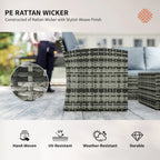 Outsunny 6-Piece Rattan Garden Set, 7-Seater Wicker Outdoor Furniture Set with Storage Tea Table & Side Table