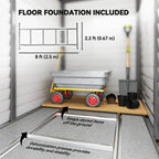 Grey metal garden shed floor foundation base with included ground support