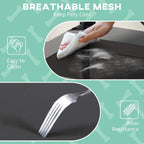 Light grey breathable mesh pet bed top with easy-clean fabric surface