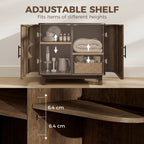 Dark walnut sideboard cabinet with adjustable shelf inside and curved double doors