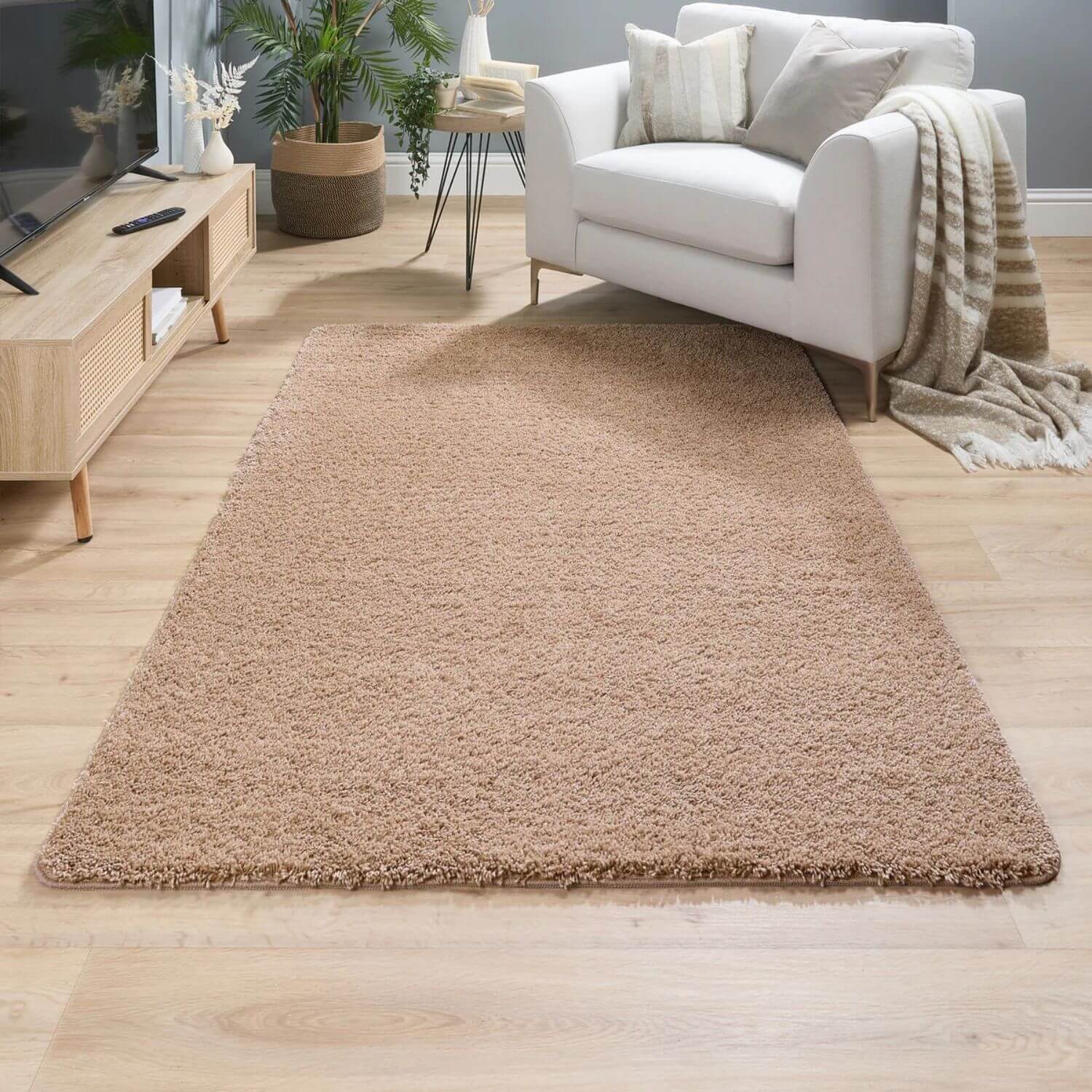 Washable Nude Pink Shaggy Rug