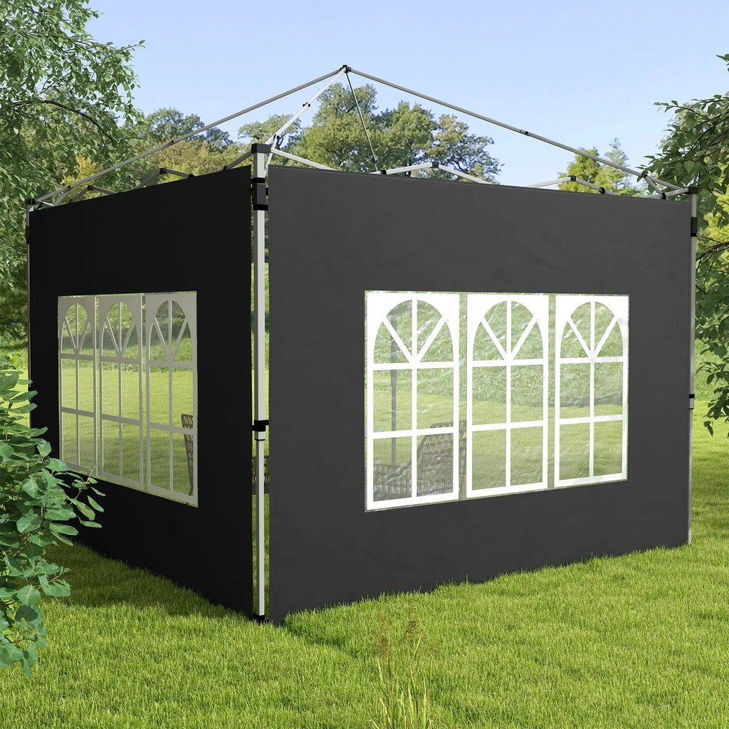Gazebo Side Panels, Sides Replacement with Window for 3x3(m) or 3x4m Pop Up Gazebo, 2 Pack, Black - Bobobiy
