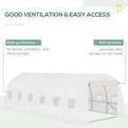 White PE greenhouse cover with roll-up window and roll-up door panels