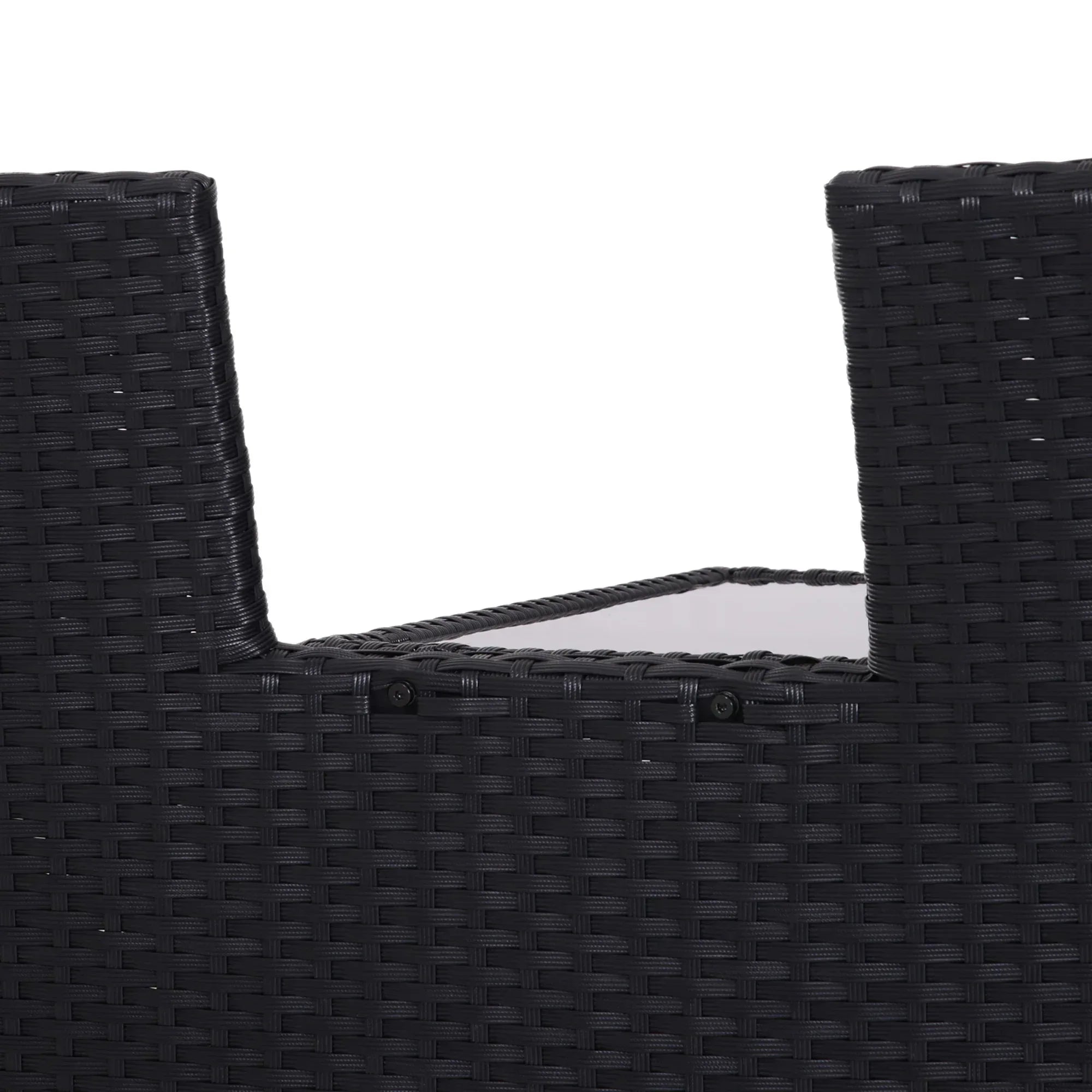 2-Seater Rattan Chair Set W/Middle Tea Table-Black - Bobobiy