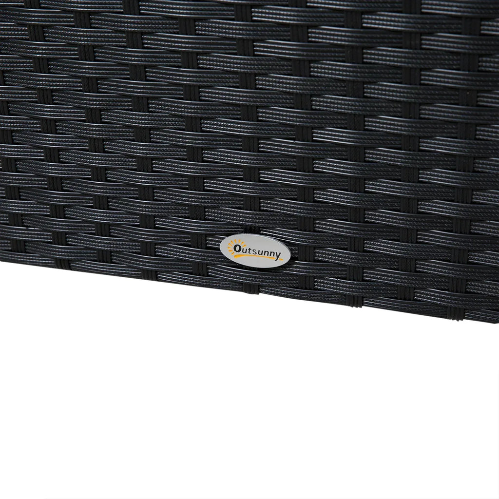 4 Pieces Rattan Garden Furniture Set, 4 Seater Corner Sofa Set with Storage Box, 2 Drawers Coffee Table, Loveseats with Cushions, Wicker Garden Conservatory Furniture for Balcony, Black - Bobobiy