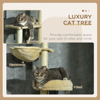 PawHut 230 250cm Floor to Ceiling Climbing Cat Tree Tower Beige