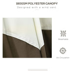 Brown and cream polyester parasol canopy fabric with stitched edge
