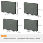 Deep grey rectangular back cushion cover for patio seating, size shown