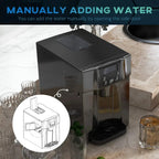 Black ice maker machine with side water door and front control buttons