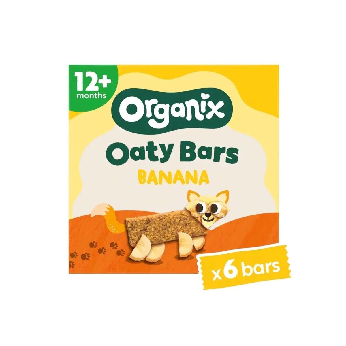 Organix banana soft oat bars multipack, 12+ months, x6 bars pouch