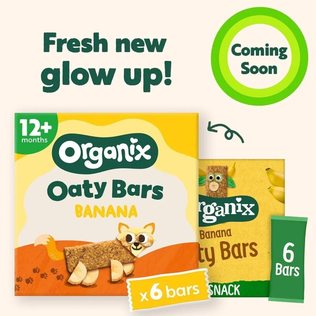 Organix banana oat bars box, 12+ months, x6 bars, coming soon pack