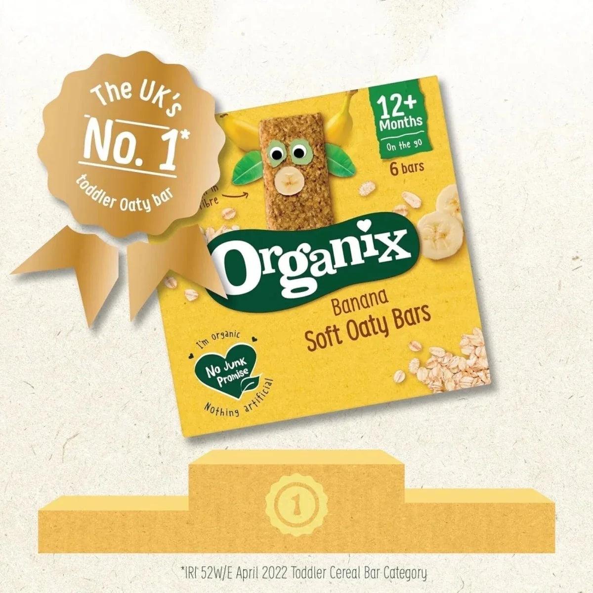 Organix banana soft oat bars, 12+ months, x6 bars, UK No.1 badge